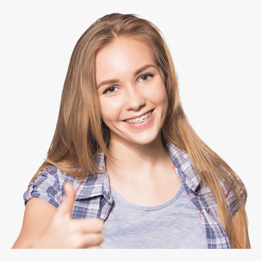Smiling Girl With Braces - Teen Girl Smiling On White Background 123rf, HD Png Download, Free Download