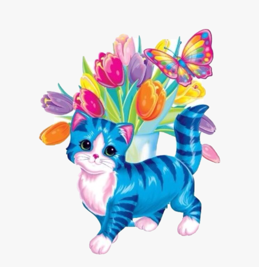 #cat #tulips #lisafrank #sticker #vintage #childhood - Kitty Lisa Frank Cat, HD Png Download, Free Download