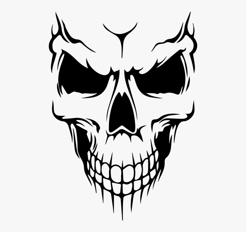 Evil Skull Png Download - Skull Face Black And White, Transparent Png, Free Download