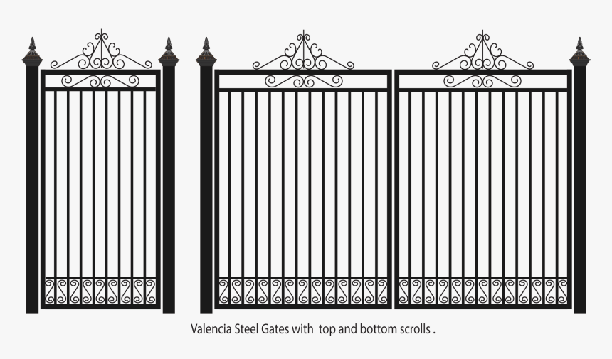 Valencia Steel Gates With Top And Bottom Scrolls - Gate, HD Png Download, Free Download