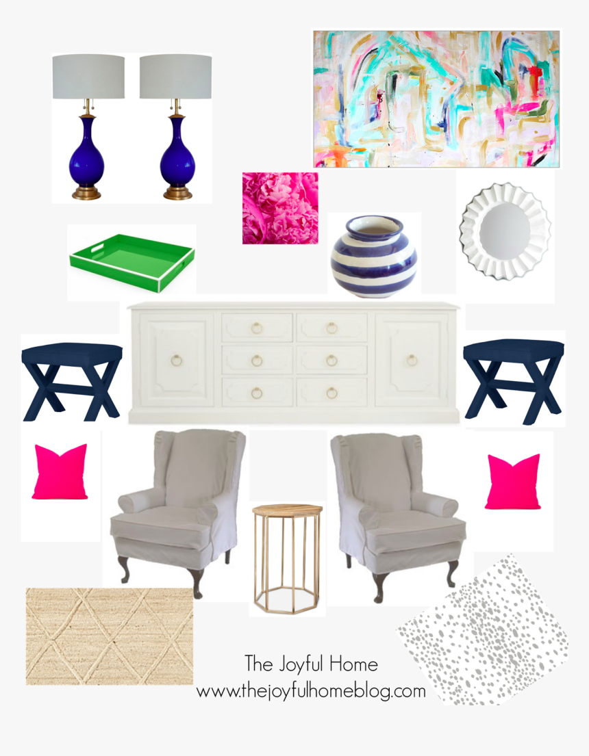Navy Pink Living Room Design Board - Navy Livinh Room Design Board, HD Png Download, Free Download