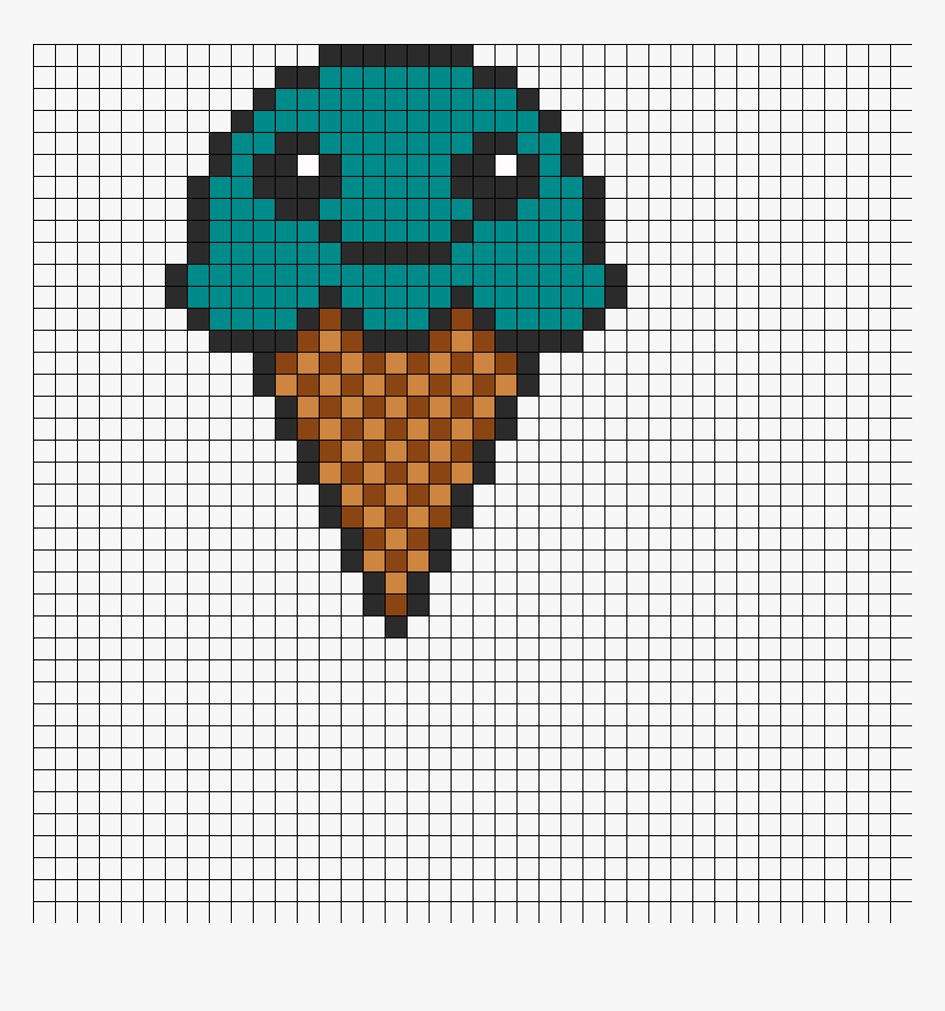 Kawaii Ice Cream Cone Fuse Bead Perler Bead Pattern - Нарисовать Еду По Клеточкам, HD Png Download, Free Download