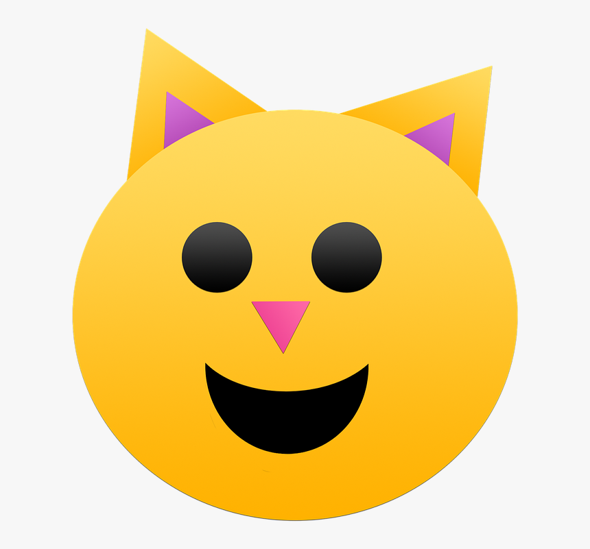 Cat, Emoji, Pink, Yellow, Black, Happy, Color, Colorful - Smiley, HD Png Download, Free Download