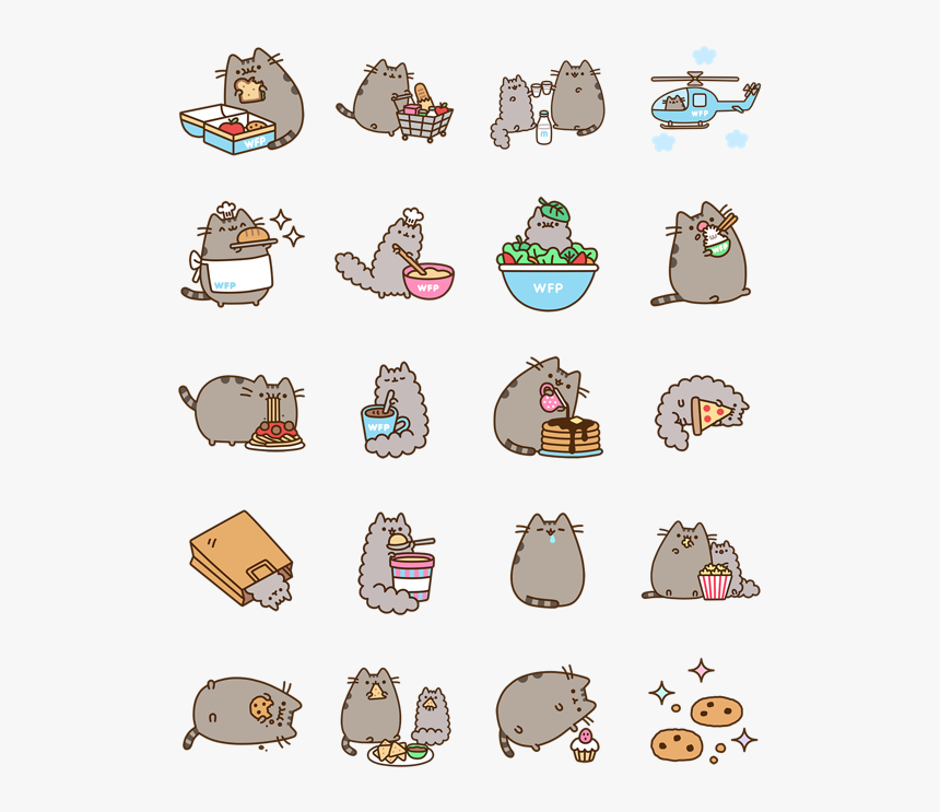 Clip Art Pusheen Eats Stickers Emoticon - Pusheen Eats Stickers, HD Png Download, Free Download