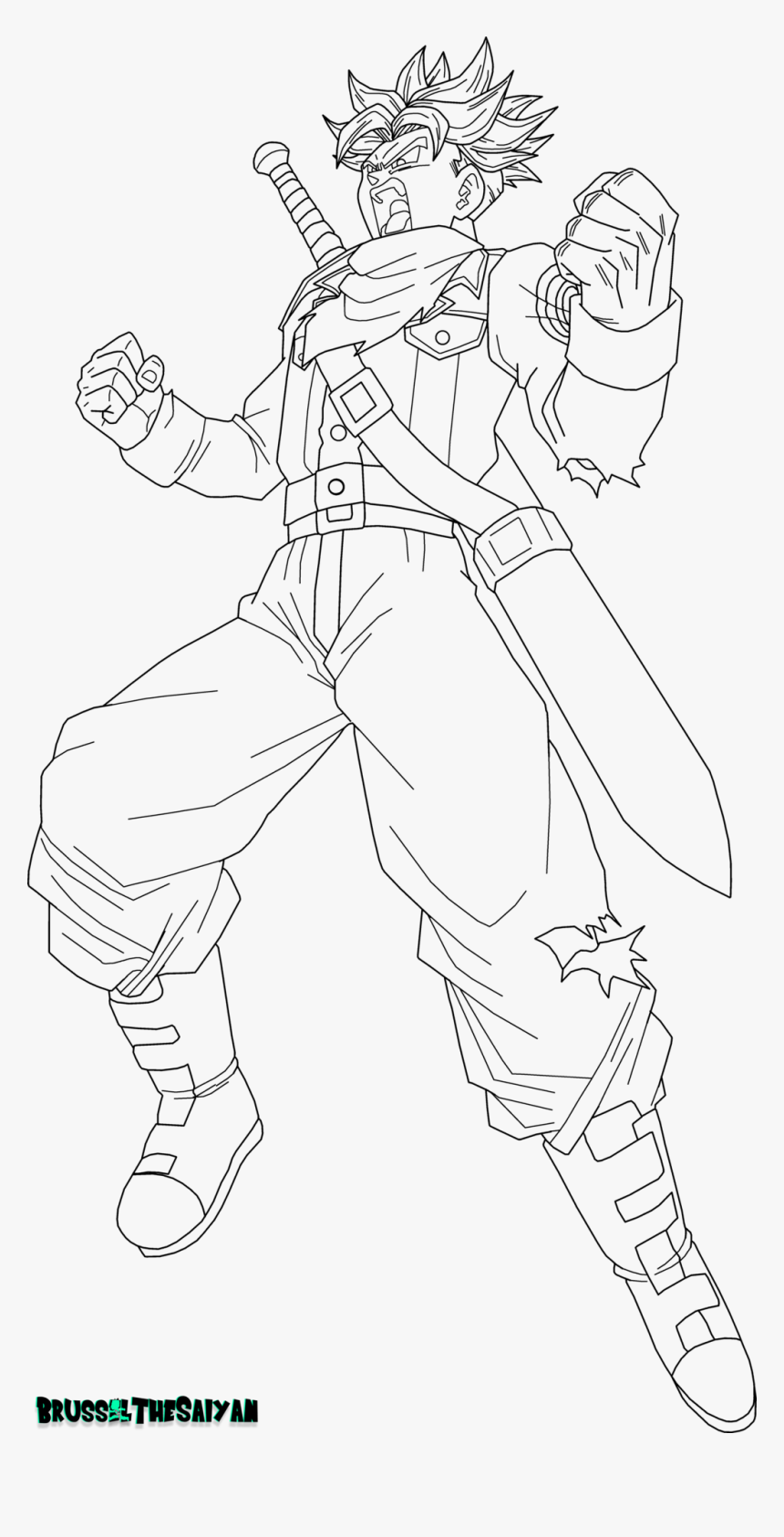 Future Drawing Cleanliness - Future Trunks Super Saiyan Drawing, HD Png Download, Free Download