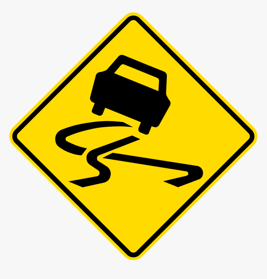 Slippery When Wet Road Sign, HD Png Download, Free Download
