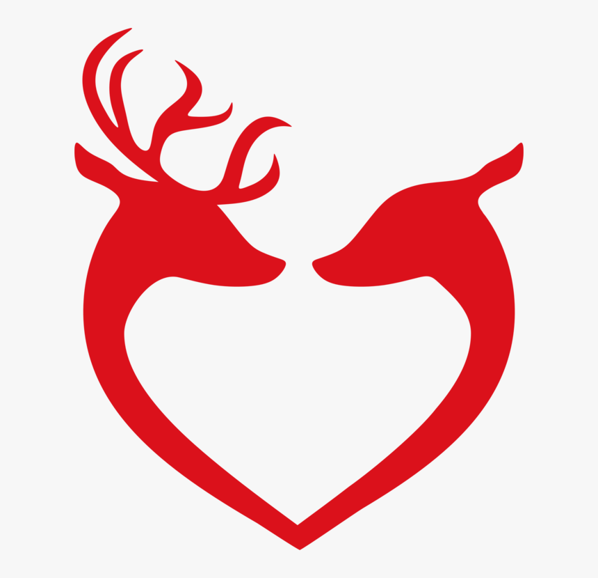 Reindeer, Love, Christmas, Decoration, Deer, Decorative - Doe Deer Head Silhouette, HD Png Download, Free Download