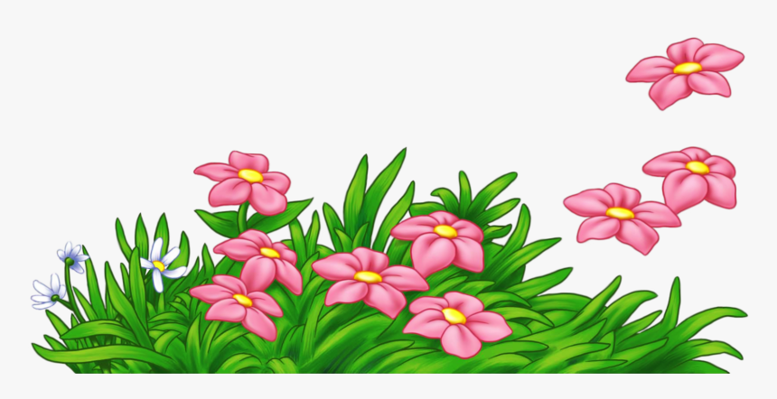 Grass With Flowers Png Clipart - Cartoon Grasses With Flower, Transparent Png, Free Download