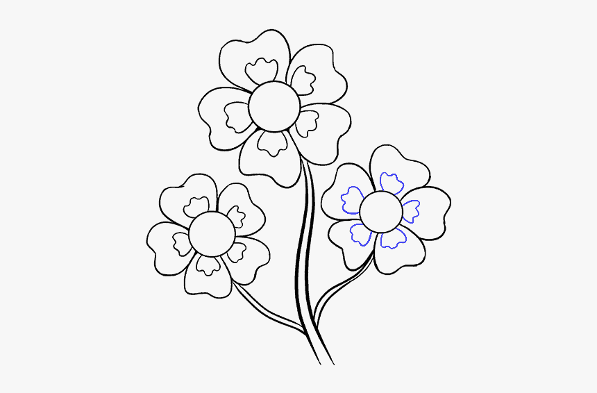 Cartoon Grass And Flowers Png - Drawing Of Flowers Easy, Transparent Png, Free Download