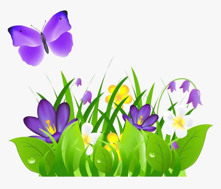 Butterfly And Flowers Png - Flowers And Butterflies Clip Art, Transparent Png, Free Download