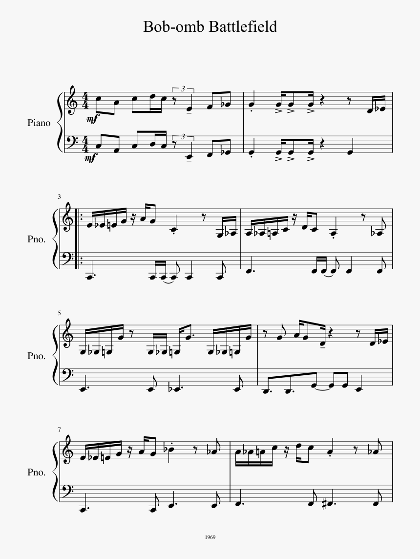 Bomb Omb Battlefield Piano Sheet Music, HD Png Download, Free Download