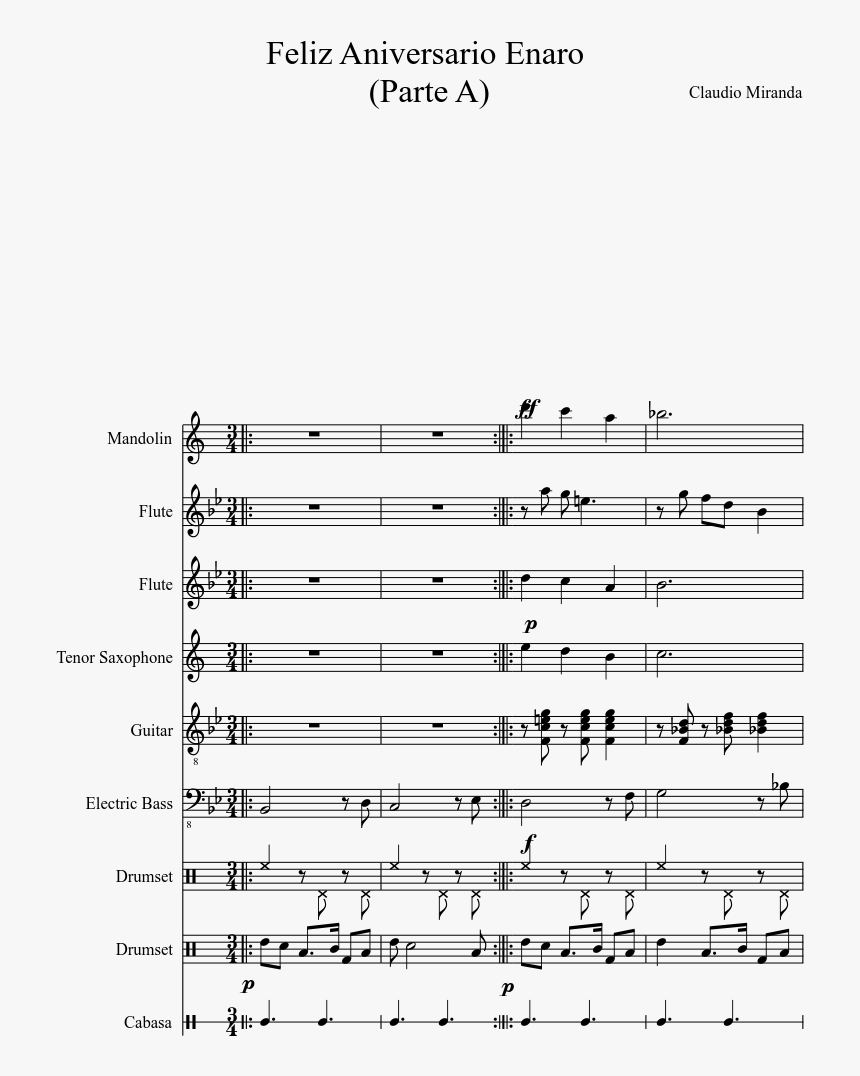 Transparent Feliz Aniversario Png - Sheet Music, Png Download, Free Download