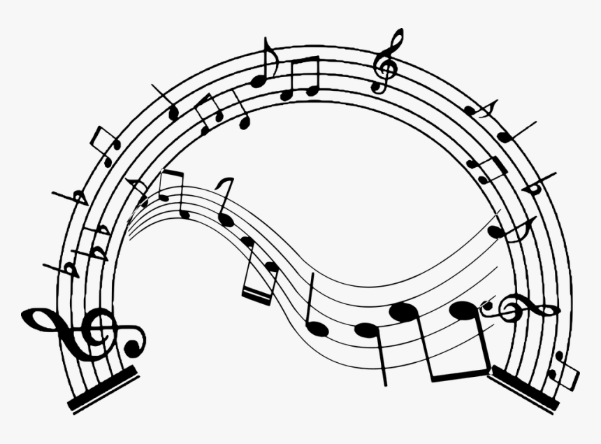 Silhouette, Musical, Note, Clef, Bass, Treble, Music - Music Notes Half Circle, HD Png Download, Free Download
