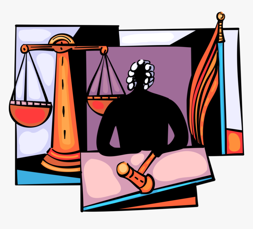 Vector Illustration Of Judicial Judge In Court Of Law - Scales Of Justice, HD Png Download, Free Download