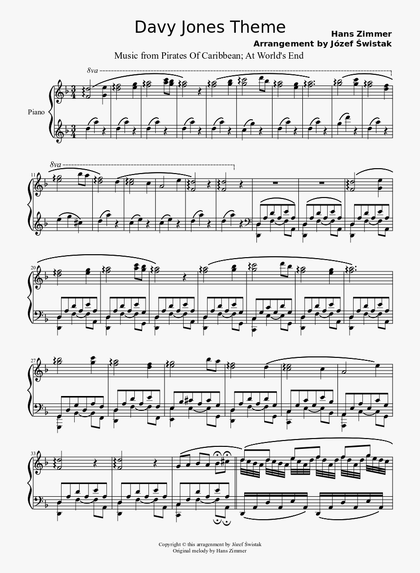 Davy Jones Piano Notes, HD Png Download, Free Download