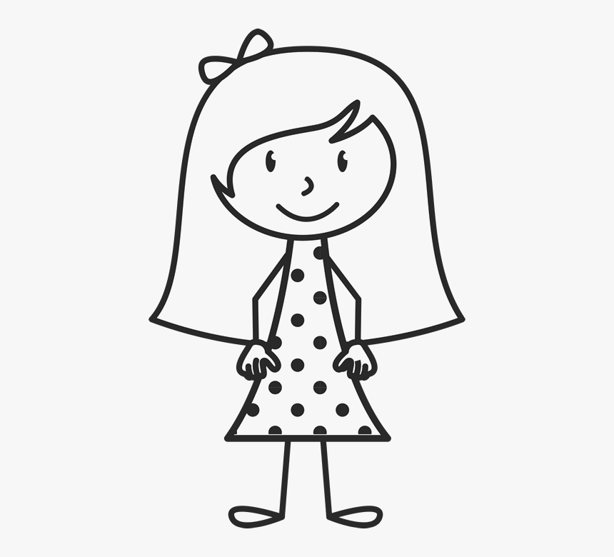 Transparent Girl Stick Figure Png - Girl Black And White Clipart, Png Download, Free Download