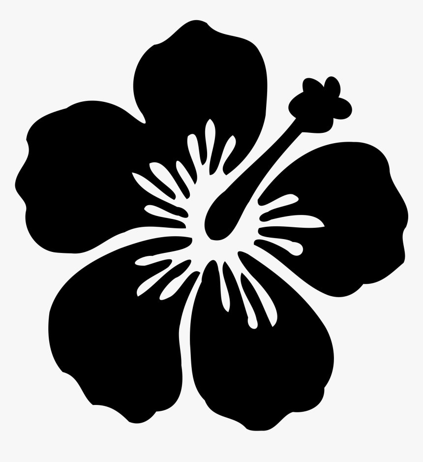 Hawaiian Hibiscus Silhouette Flower - Flower Svg, HD Png Download - kindpng