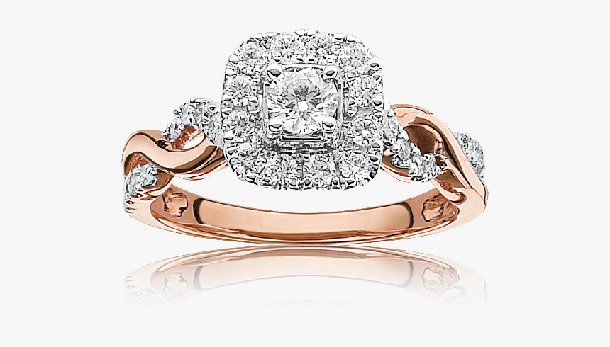 Rose Gold Halo Twist Engagement Ring, HD Png Download, Free Download