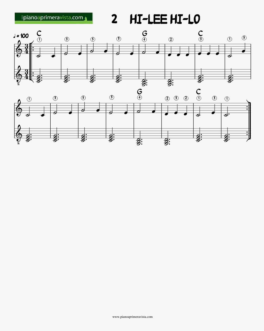 Hi Lee Hi Lo Sheet Music 1 Of 1 Pages - Sheet Music, HD Png Download, Free Download