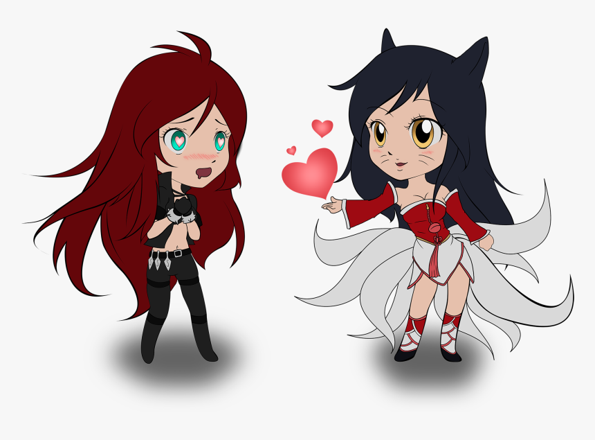 Chibi Ahri & Katarina By Sunnyrays Hd Wallpaper Fan - Ahri Charm Ahri, HD Png Download, Free Download