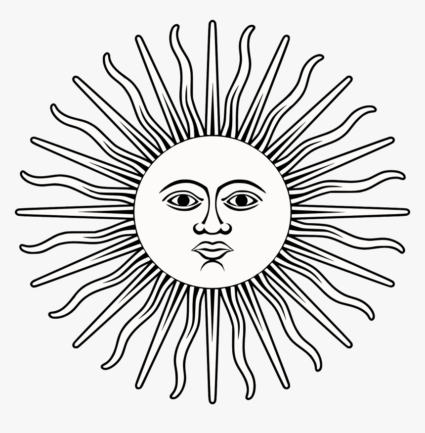 Sun, Rays, Face, Stylized, Solar, Eyes, Nose, Mouth - Sun On The Argentina Flag, HD Png Download, Free Download