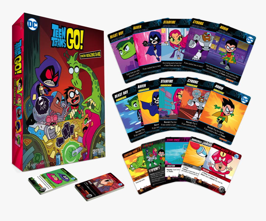 Teen Titans Go Deck-building Game Components - Teen Titans Go Dc Deck Building Game, HD Png Download, Free Download