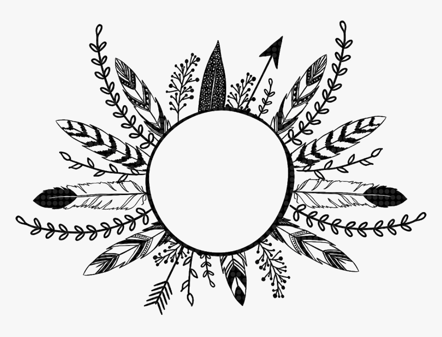 #feathers #arrow #flowers #leaves #frame #border #divider - Feathers And Arrow In Round, HD Png Download, Free Download