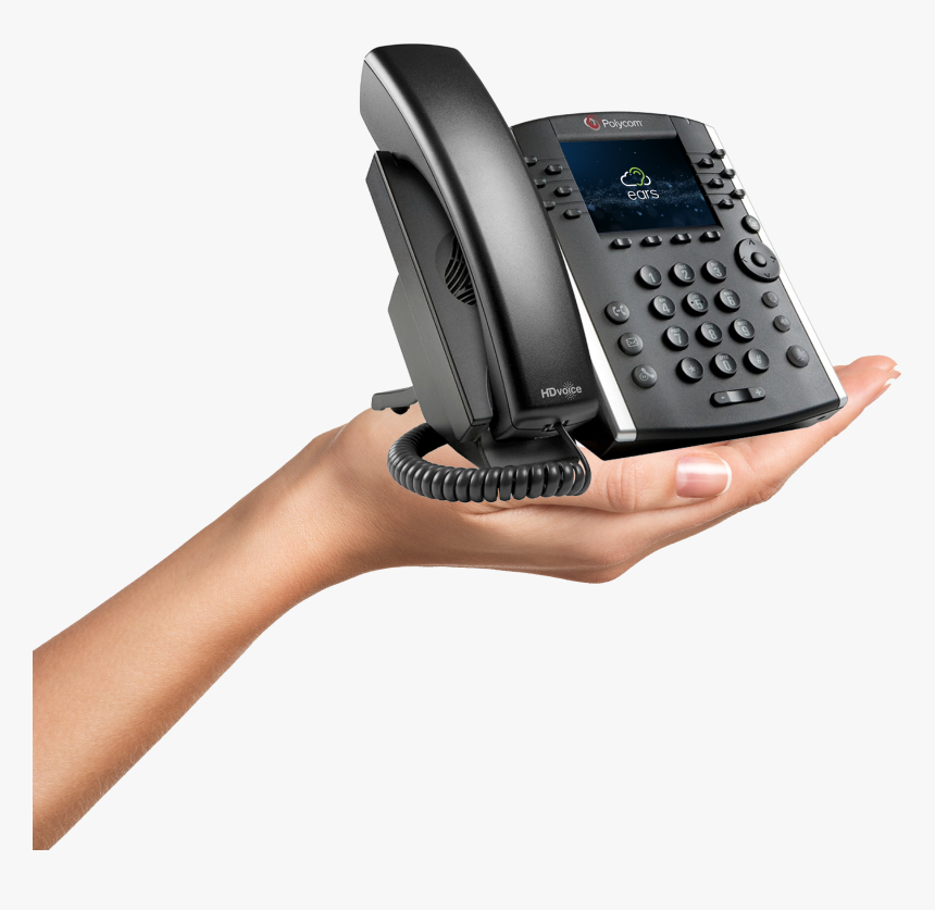 Juvo Ears Landingpage Holding Phone - Polycom Vvx 411 Wireless Headset, HD Png Download, Free Download