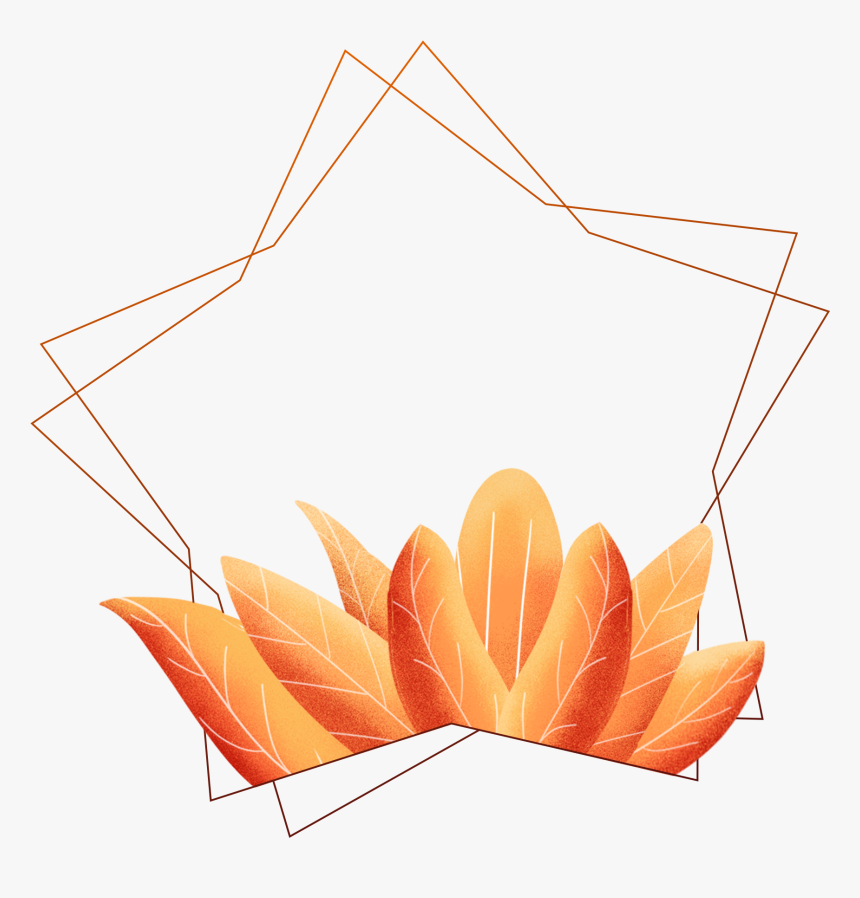 Hand Painted Border Coral Orange Leaves Plants Png - Paint Border Png, Transparent Png, Free Download