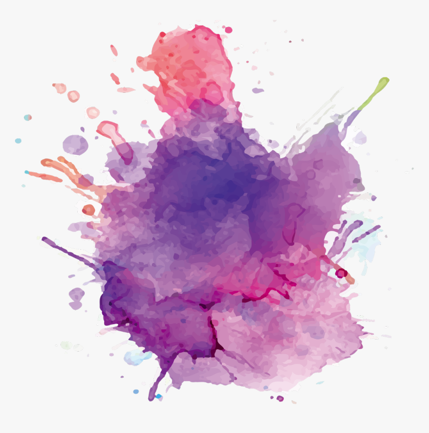 Watercolor Clipart Paint Splashes - Purple Watercolor Splash Png, Transparent Png, Free Download