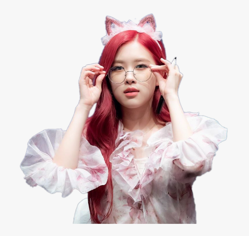 Transparent Red Hair Png - Rose Blackpink Wearing Glasses, Png Download, Free Download