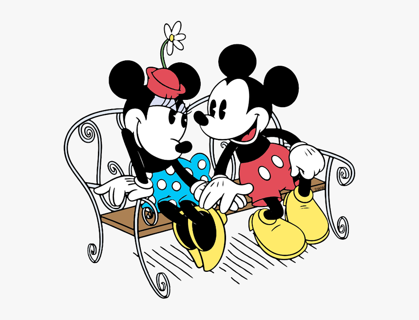 Mickey Mouse And Minnie Mouse On A Bench, HD Png Download, Free Download