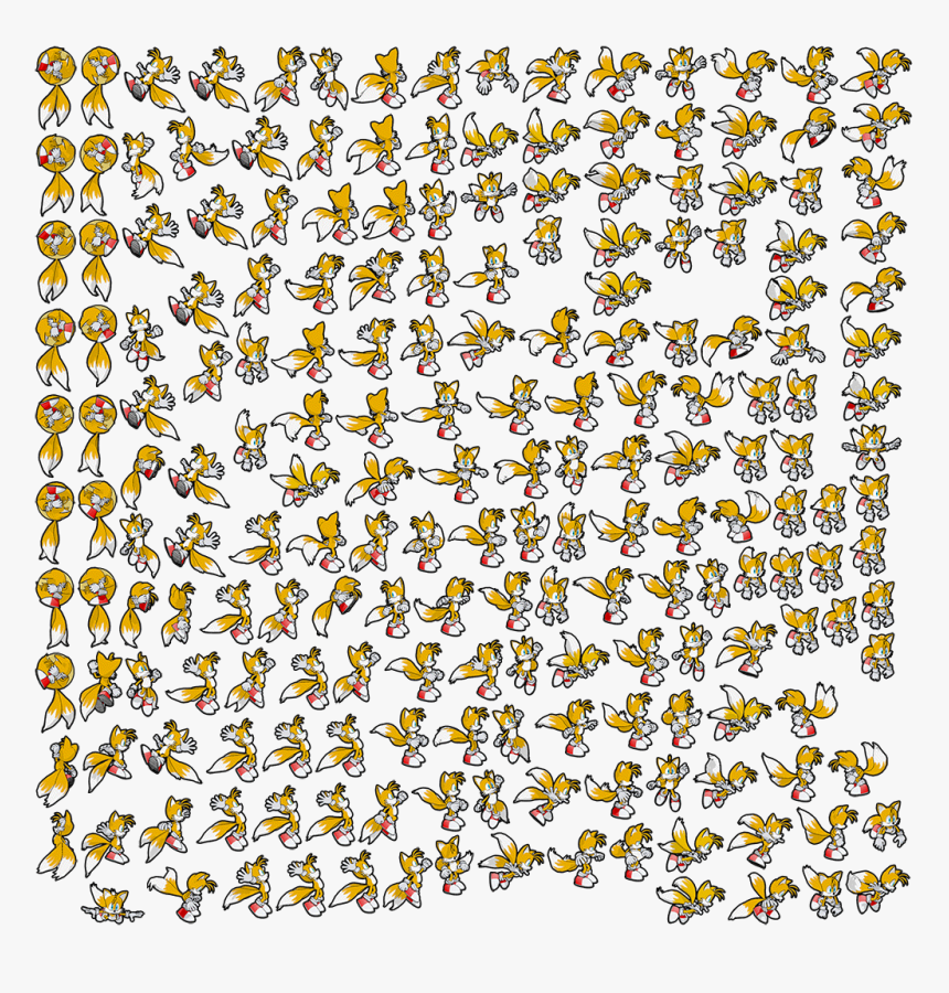 Tails Sprite Sheet Sonic Jump - Sonic Tails Sprite Sheet, HD Png Download, Free Download