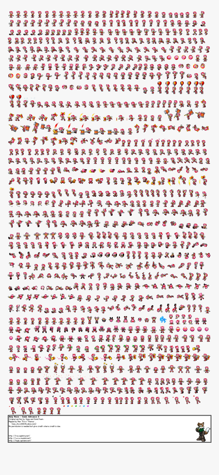 Amy Rose Sprite Sheet, HD Png Download, Free Download