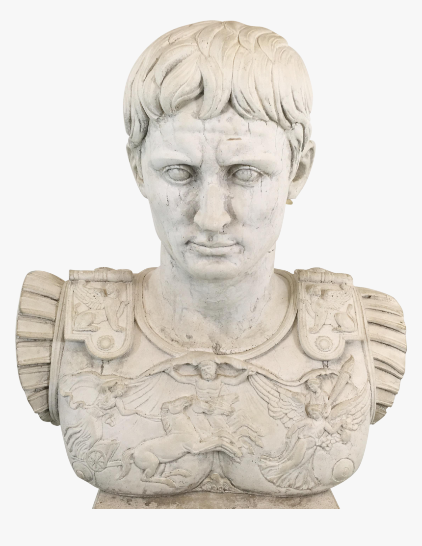 Greco-roman Concrete Bust And Pedestal - Hd Roman Statue Png, Transparent Png, Free Download