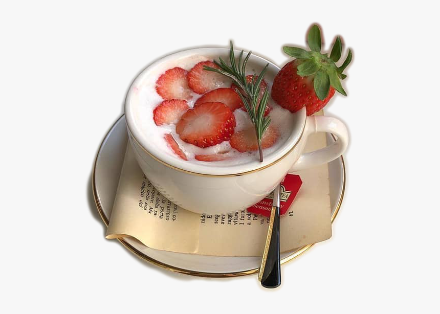 Drink With Strawberries White And Red Aesthetics, HD Png Download, Free Download