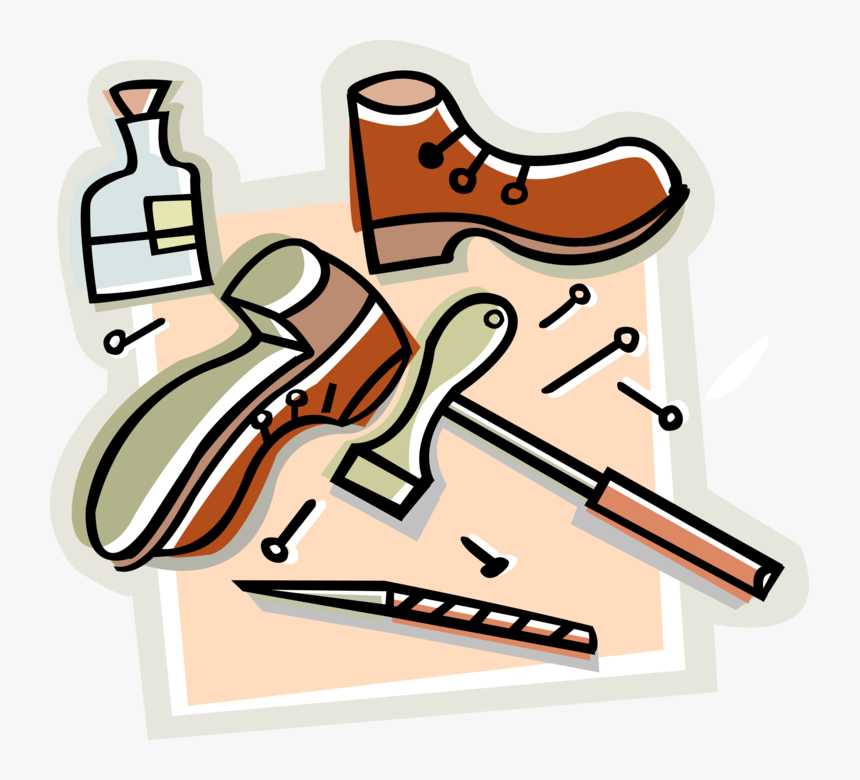 Vector Illustration Of Cobbler Shoe And Footwear Repair - Shoe Repair Clip Art, HD Png Download, Free Download