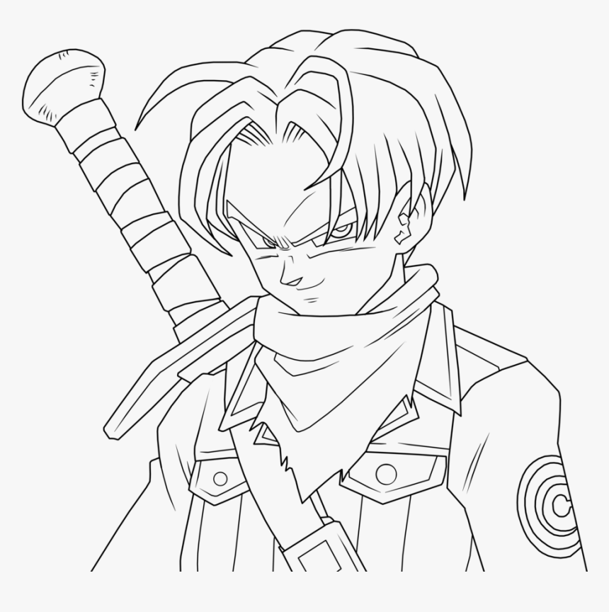 Future Trunks Profile Lineart By Brusselthesaiyan - Future Trunks Face Drawing, HD Png Download, Free Download