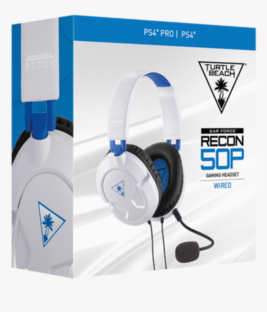 Playstation 4 Turtle Beach Ear Force Recon 50p Wired - Turtle Beach Headset Ps4 White, HD Png Download, Free Download