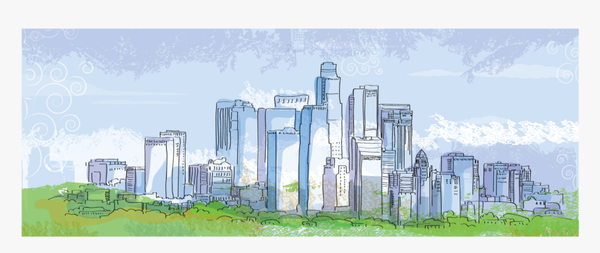 Los Angeles Landscape Drawing, HD Png Download, Free Download