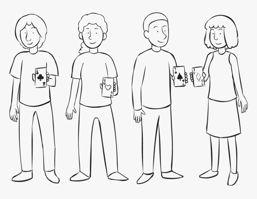 People Holding A Card From Deck Of Playing Cards, As - Line Art, HD Png Download, Free Download