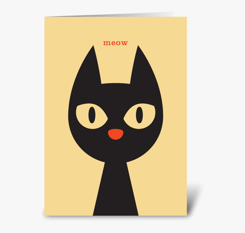 Hello Cat Greeting Card - Black Cat, HD Png Download, Free Download