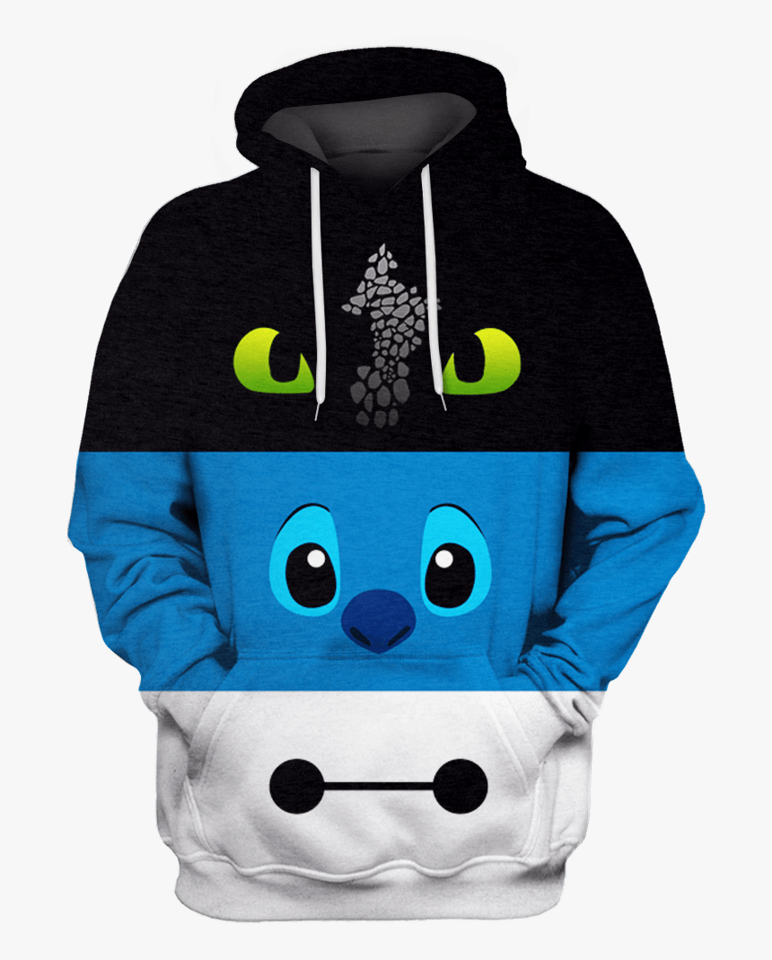 3d Toothless Stitch And Baymax Tshirt - Stitch And Toothless Hoodies, HD Png Download, Free Download
