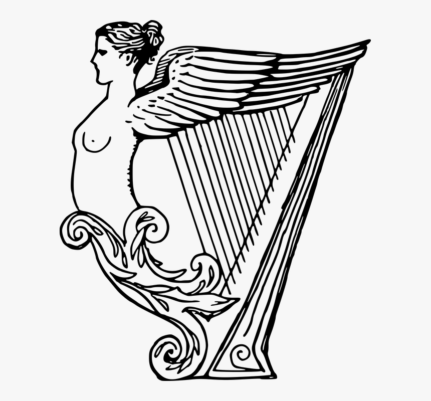 Female, Harp, Instrument, Lady, Music, Musical - Draw A Musical Instrument Harp, HD Png Download, Free Download