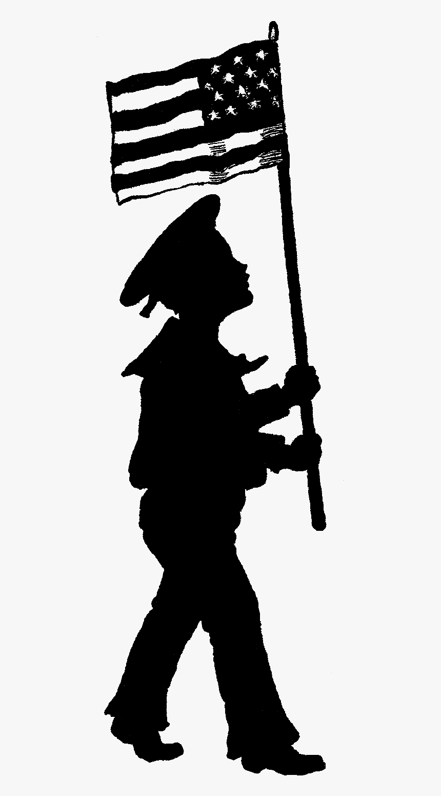 American Flag Boy Download Silhouette - Boy Holding Flag Silhouette, HD Png Download, Free Download