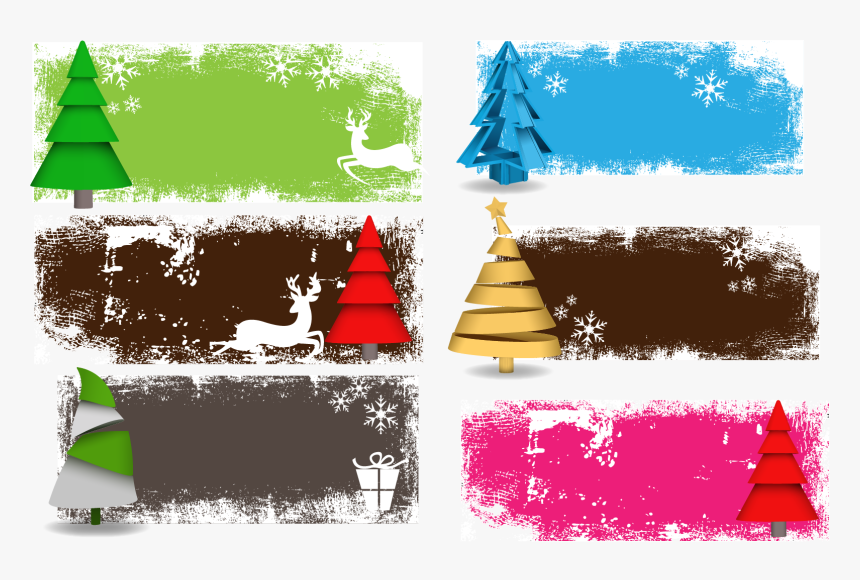 Christmas Tree Banner Illustration - Christmas Tree Banner Clipart, HD Png Download, Free Download