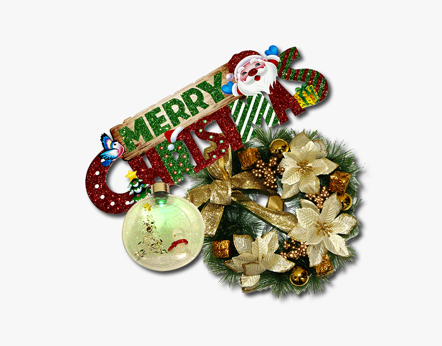 Christmas Banner, Multicolor Night Lamp And Wreath - Christmas Ornament, HD Png Download, Free Download