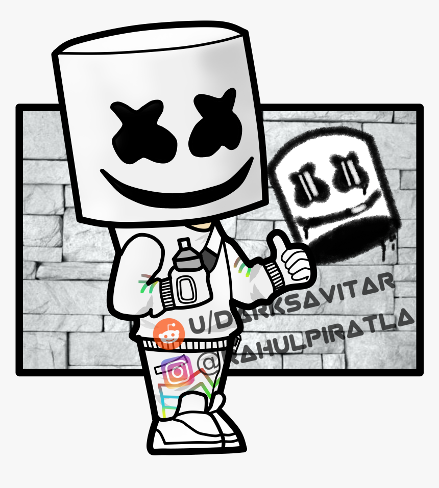 Marshmello Fortnite Skin Drawing, HD Png Download, Free Download