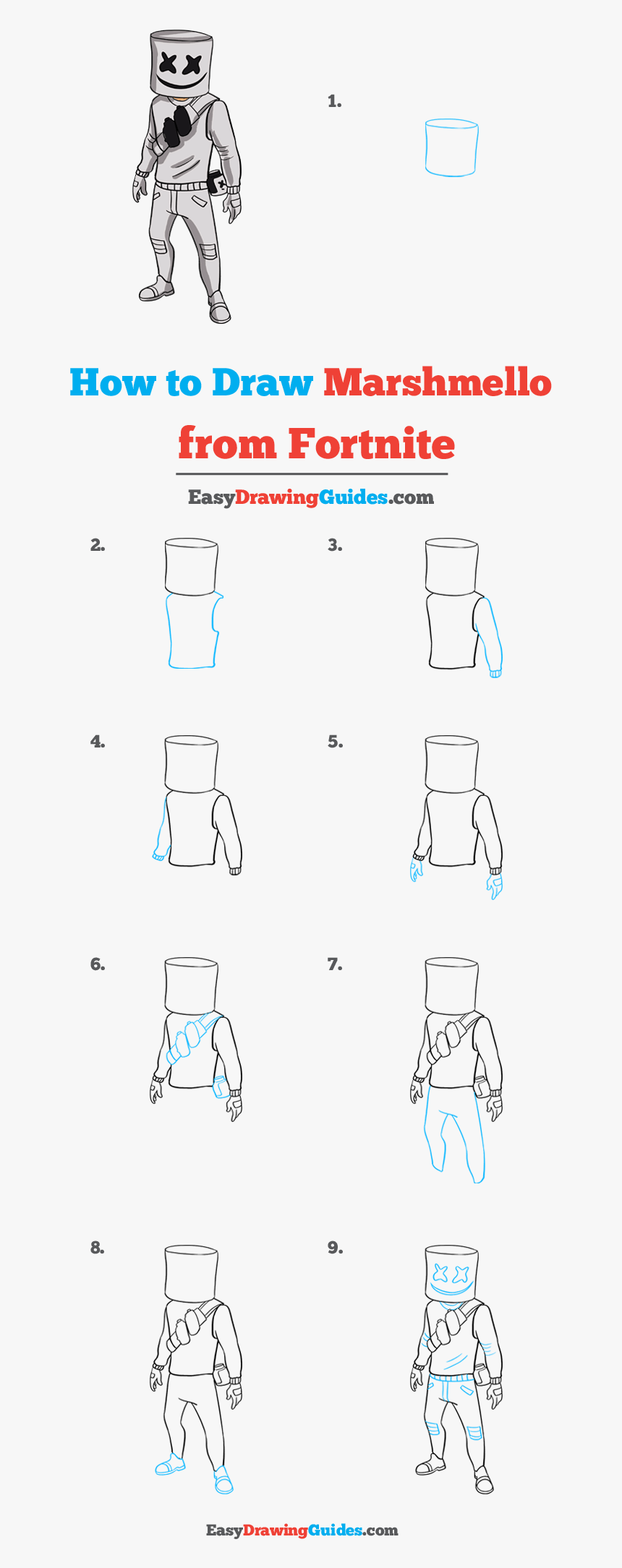 How To Draw Marshmello From Fortnite - Mother And Daughter Drawing Step By Step, HD Png Download, Free Download