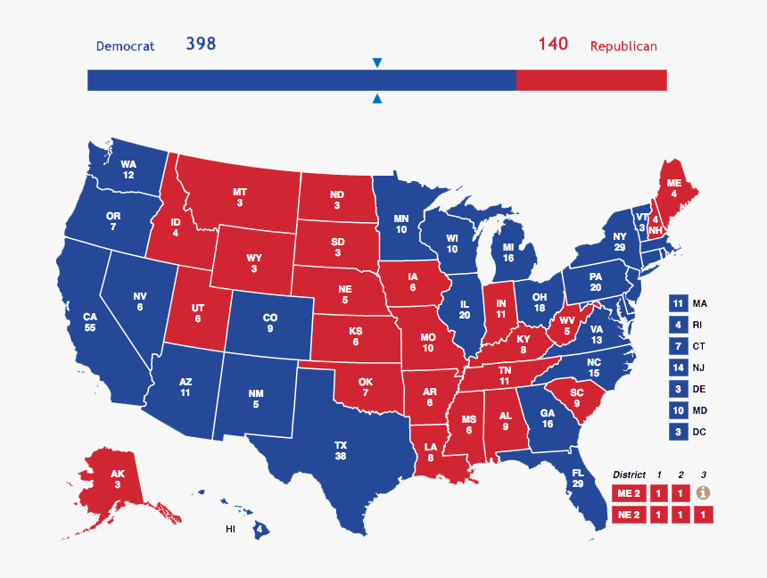 Hypothetical American Presidential Election Map In - Us Map Of 2016 Election Results, HD Png Download, Free Download